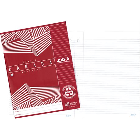 CAHIER D'EXERCICES CANADA LG LIGNÉ LAMINÉE  40P. ROUGE