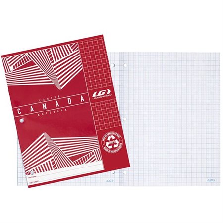 CAHIER D'EXERCICES CANADA LG QUADRILLÉ LAMINÉE 40P. ROUGE