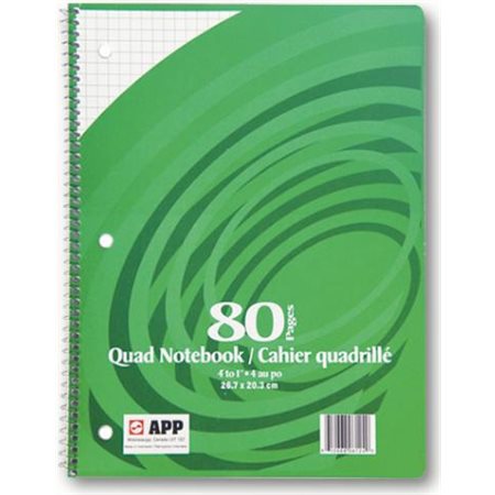 CAHIER SPIRALE QUADRILLÉ 4CARRÉS / POUCE 80P. (12668 / HRY13222 / ROUGE / 13-222)