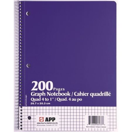 CAHIER SPIRALE QUADRILLÉ 4CARRÉS / POUCE 200P. (740-13-009)