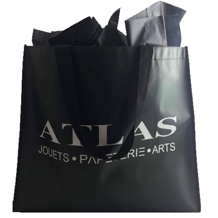 SAC ATLAS NOIR EN TISSU AVEC POIGNEES